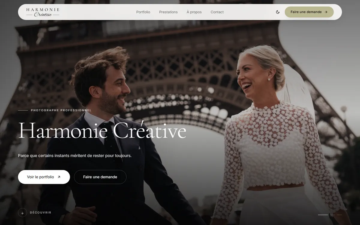 Site internet de Harmonie Créative, photographe